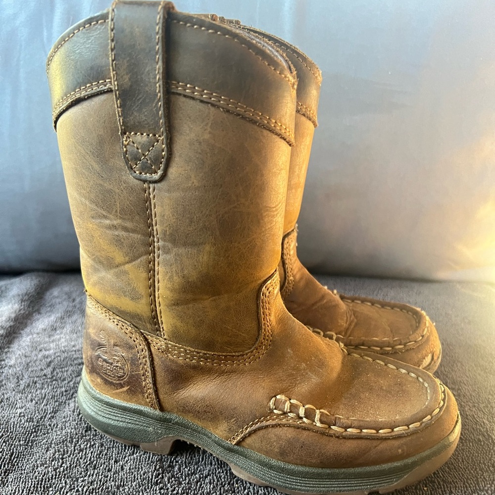 Georgia Boot Kids Tan/Brown Leather Pull-On Moc Toe Boots